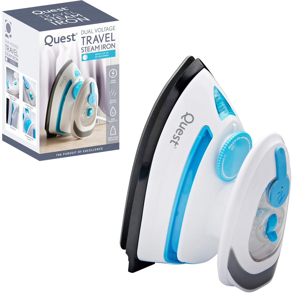 Quest 34000 Blue Mini Travel Iron with Temperature Control 408W Image 2