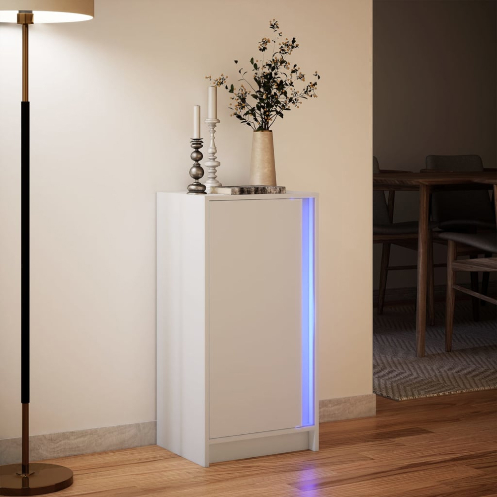 vidaXL Single Door White LED Sideboard Image 9