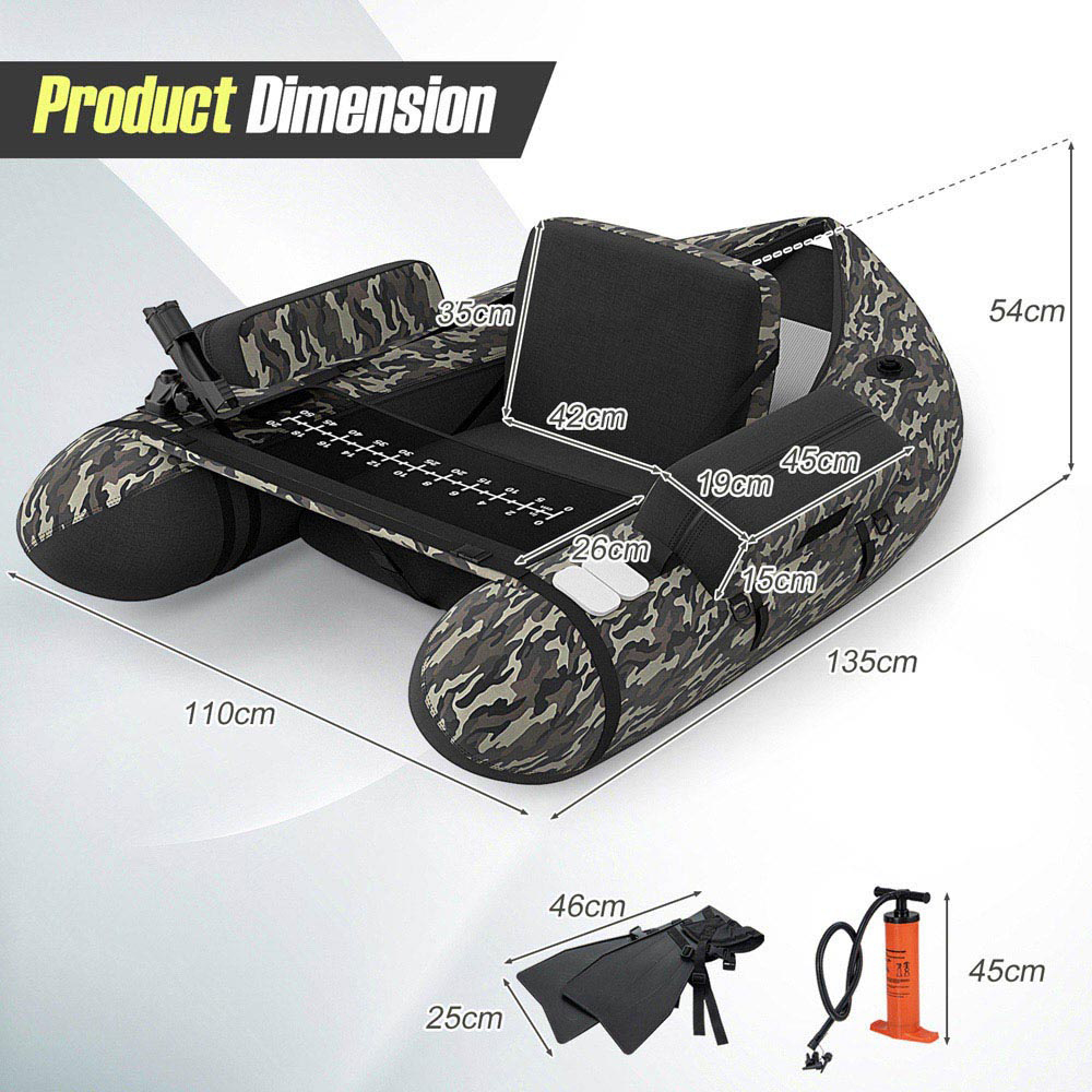 Costway Camouflage Inflatable Fishing Float Tube with Pump Image 9