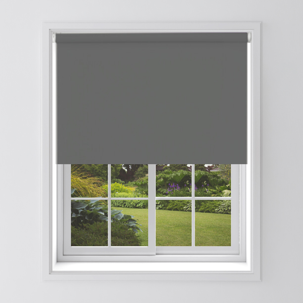 Caecus Charcoal Grey Blackout Roller Blind 120 x 210cm Image 1