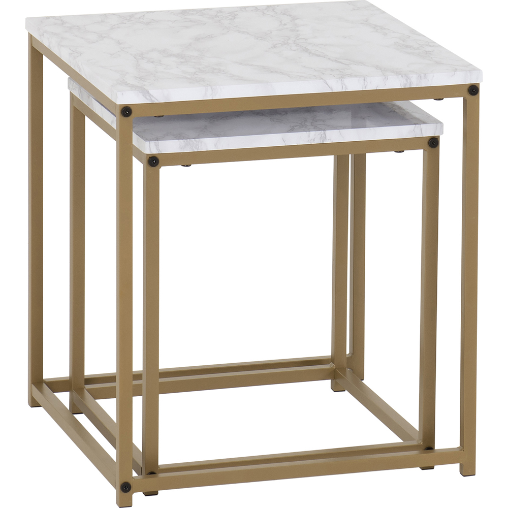 Seconique Dallas Marble and Gold Effect Nesting Tables Set of 2 | Wilko