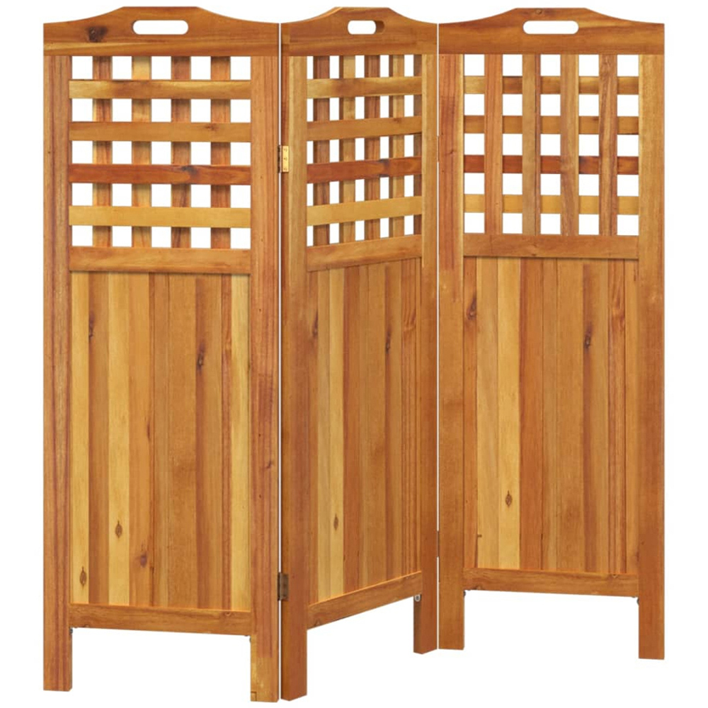 vidaXL Brown Wooden 3 Panel Room Divider 121.5 x 2 x 115cm Image 3
