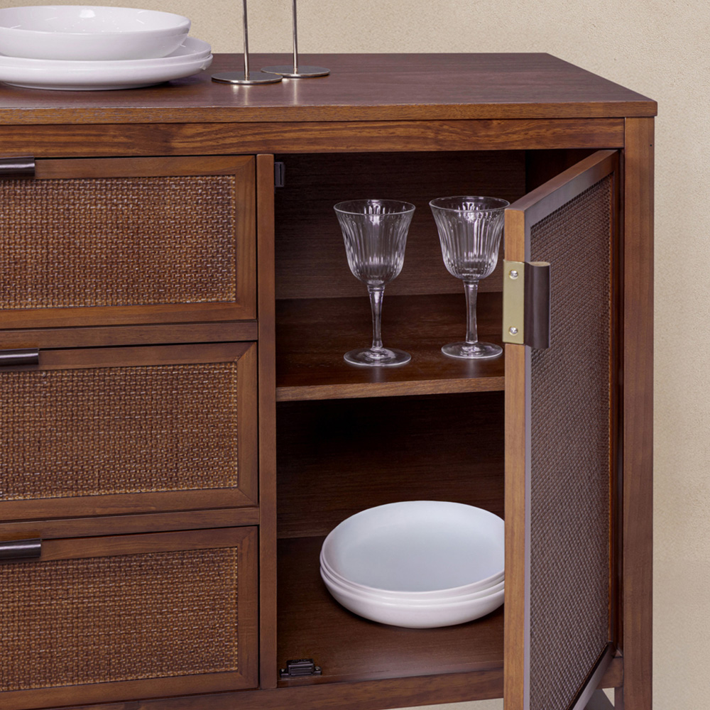 Teamson Home Hatteras 2 Door 3 Drawer Walnut Sideboard Image 7
