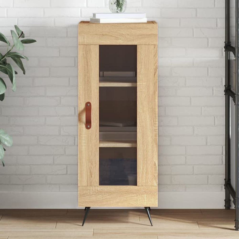 vidaXL Single Glass Door Sonoma Oak Sideboard Image 1