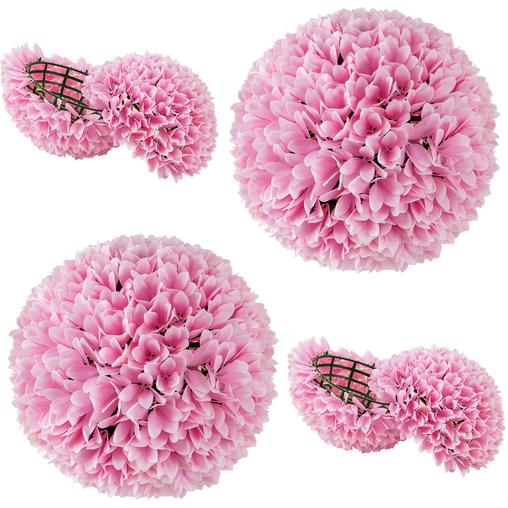 Costway 2 Piece Pink Topiary Ball Artificial Plant 28cm Image 3