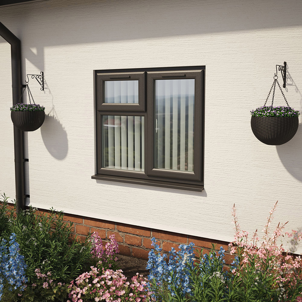 Crystal Black and White RH Side Hung and Top Opener Clear Double Glazed Window 1190 x 1040mm Image 2