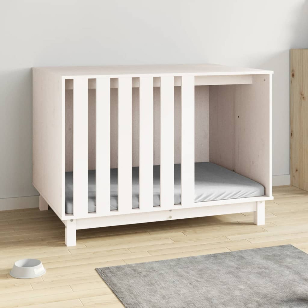 vidaXL White Solid Wood Pine Dog House 72 x 100 x 70cm Image 2