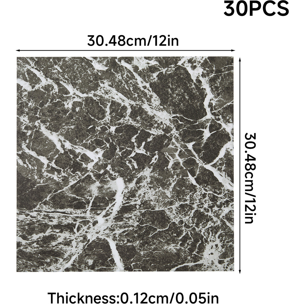 Living and Home Marble Pattern Dark Green Peel and Stick PVC Flooring Tile 30 Pack Image 8