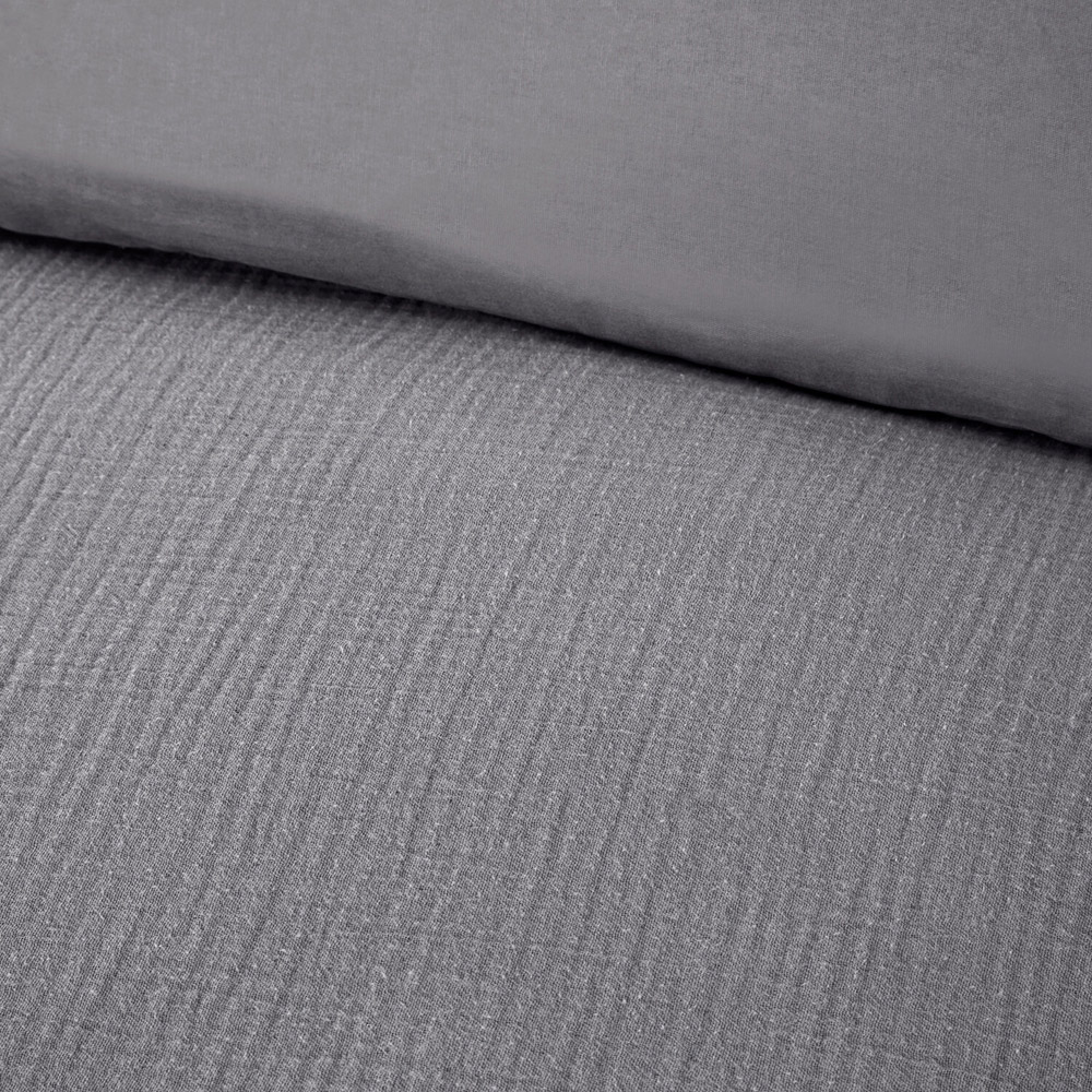 Muslin Duvet Set Grey Single Image 3