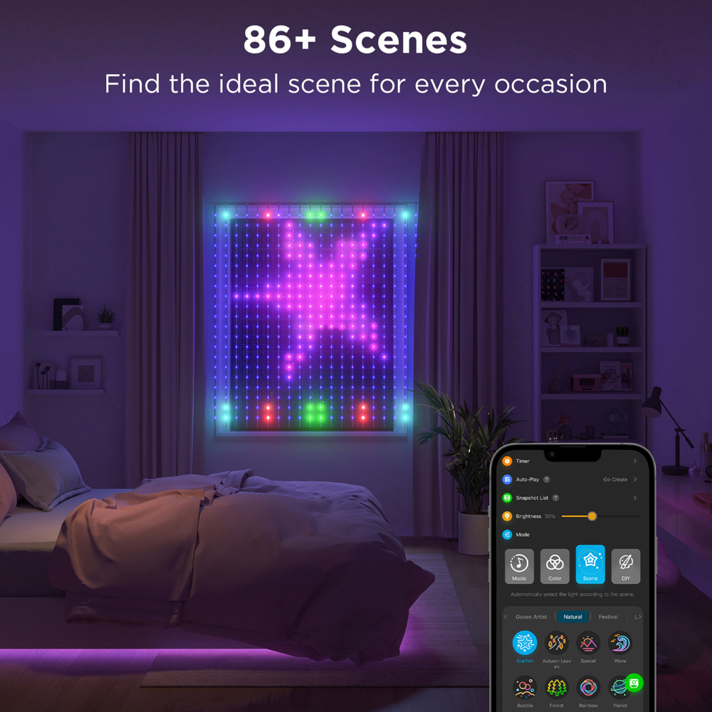 Govee Netflix Version 400 RGBIC Teardrop LED Smart Curtain Light 1.5 x 1.5m Image 9