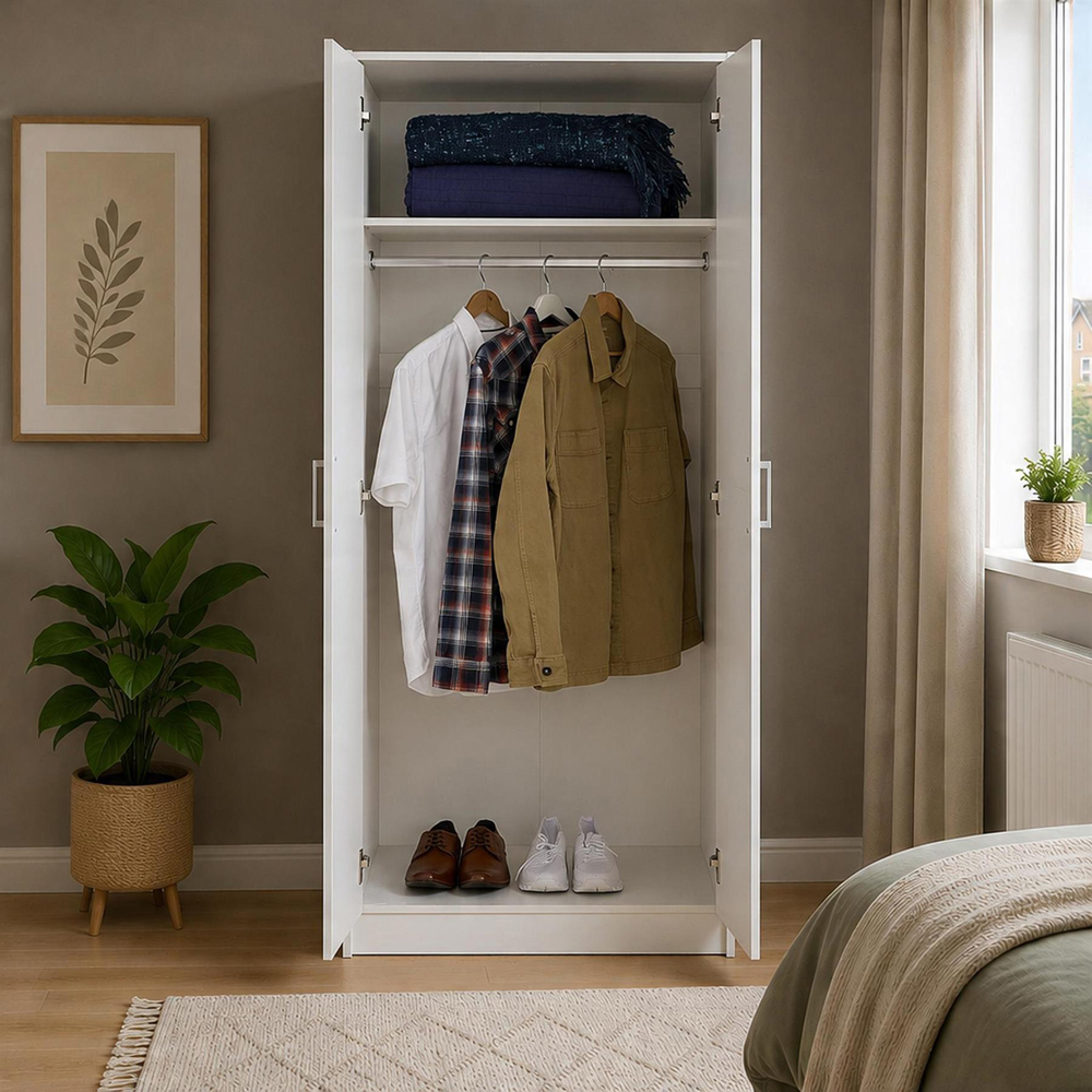 Home Source Aria 2 Door White Wardrobe Image 5