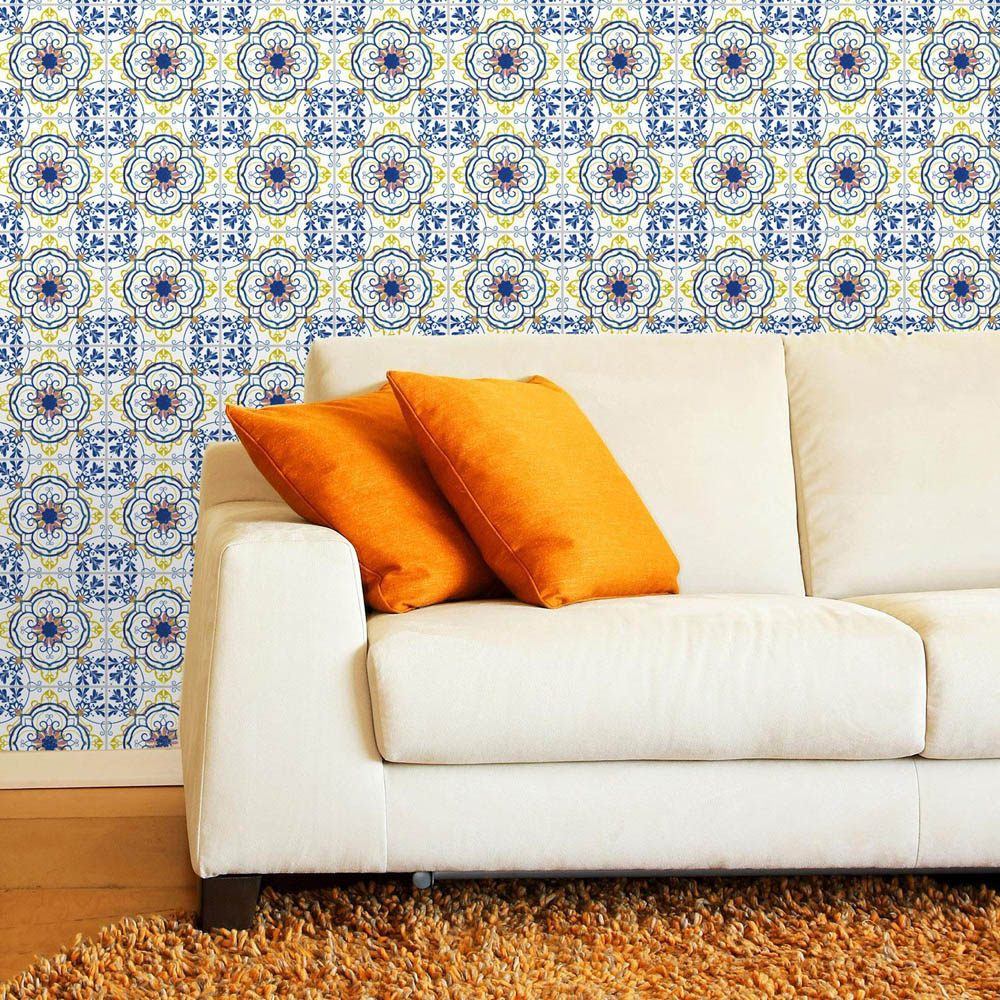 Walplus Porto Blue and Yellow Azulejo Tile Sticker 24 Pack Image 3