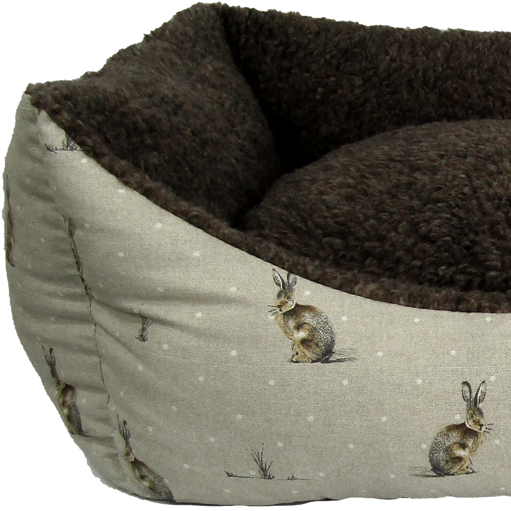 Snug & Cosy Large Rectangle Hare Print Dog Bed Image 2