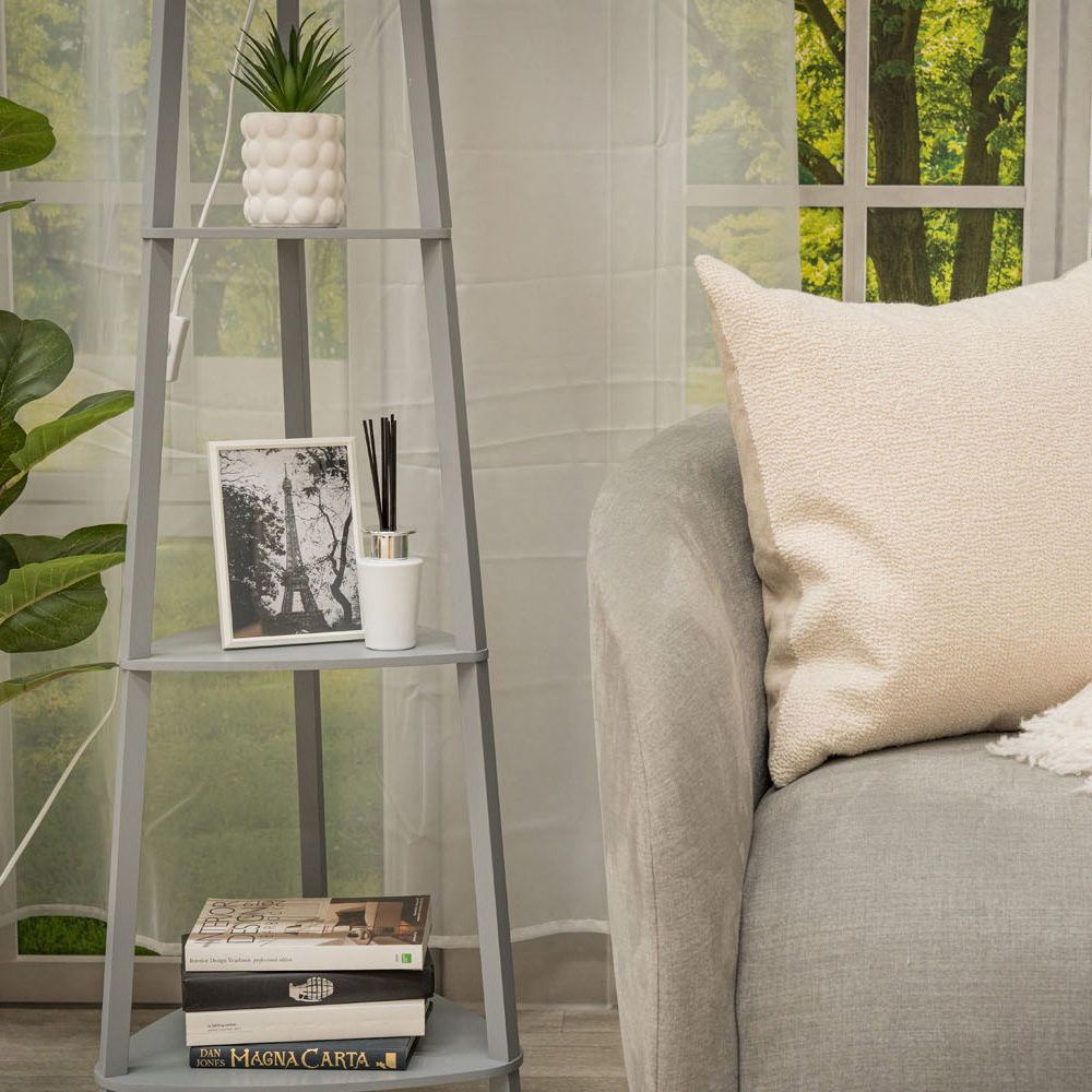 ValueLights Hiru 3 Shelf Grey Floor Lamp Base Image 3