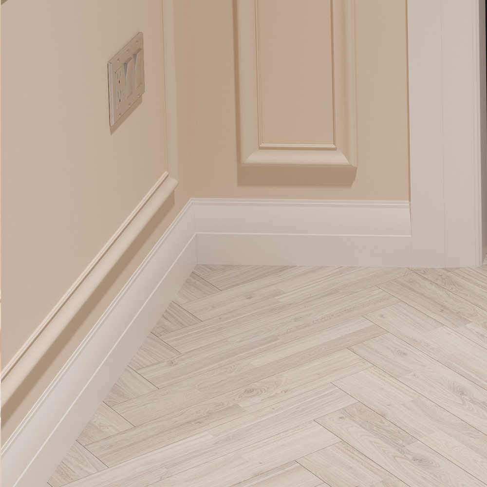 National Skirting White Ovolo Primed Skirting Board 18mm 95 x 3040mm Image 2