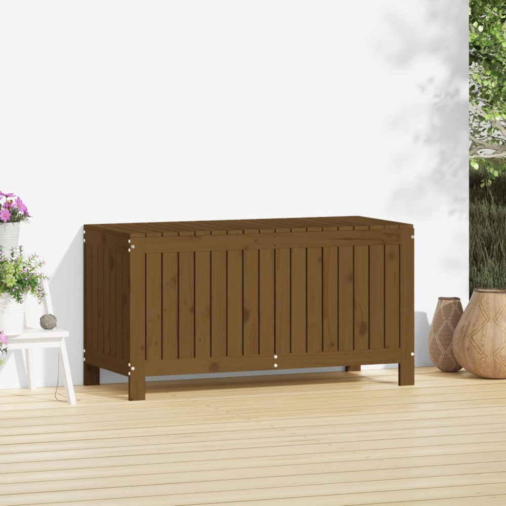 vidaXL 60 x 115 x 49cm Brown Pine Wood Garden Storage Box Image 2