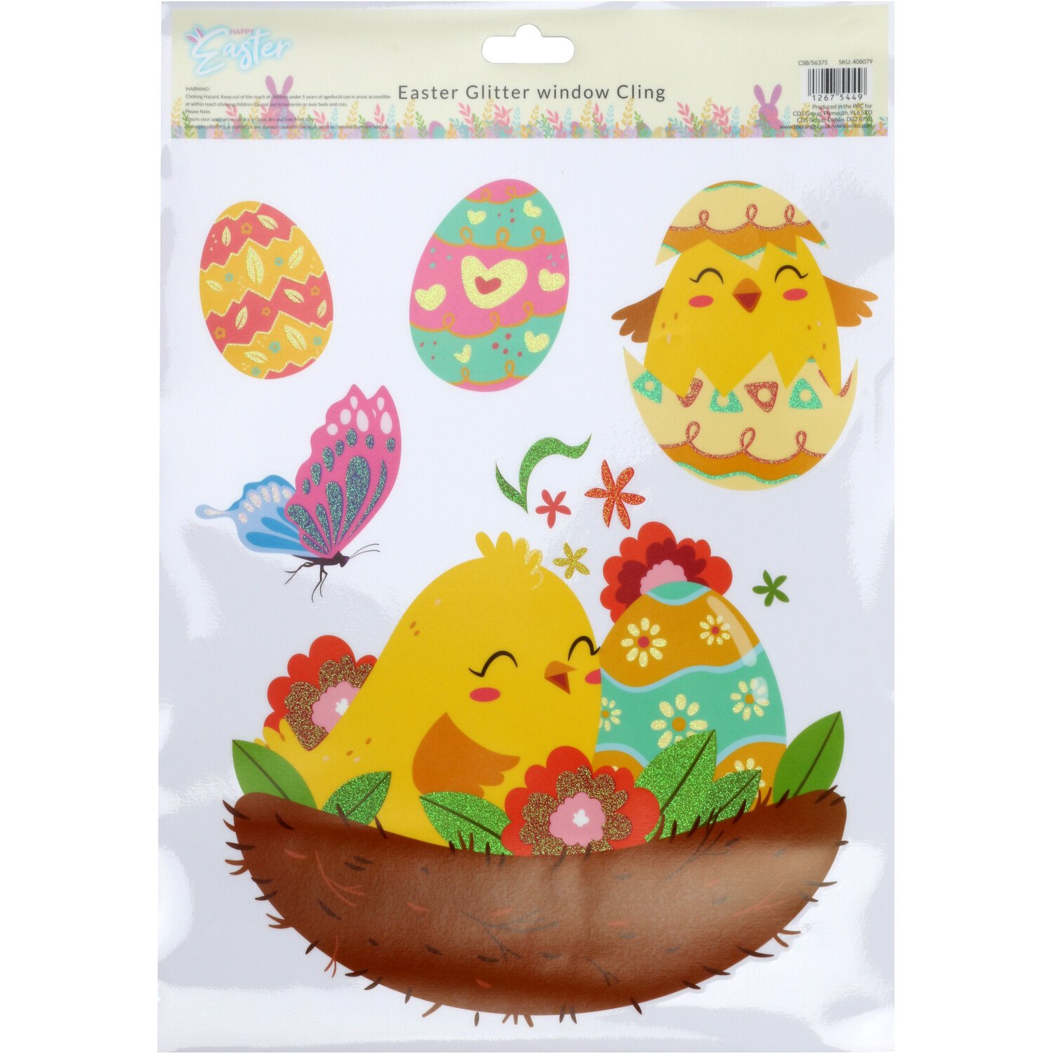 Easter Glitter Window Cling - Multicolour Image 1