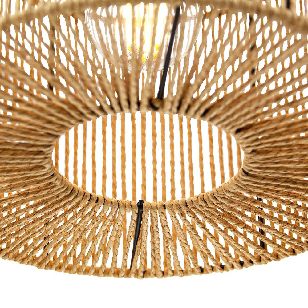 Happy Homewares Brown Thin Woven Rope Traditional Vintage Pendant Shade Image 4