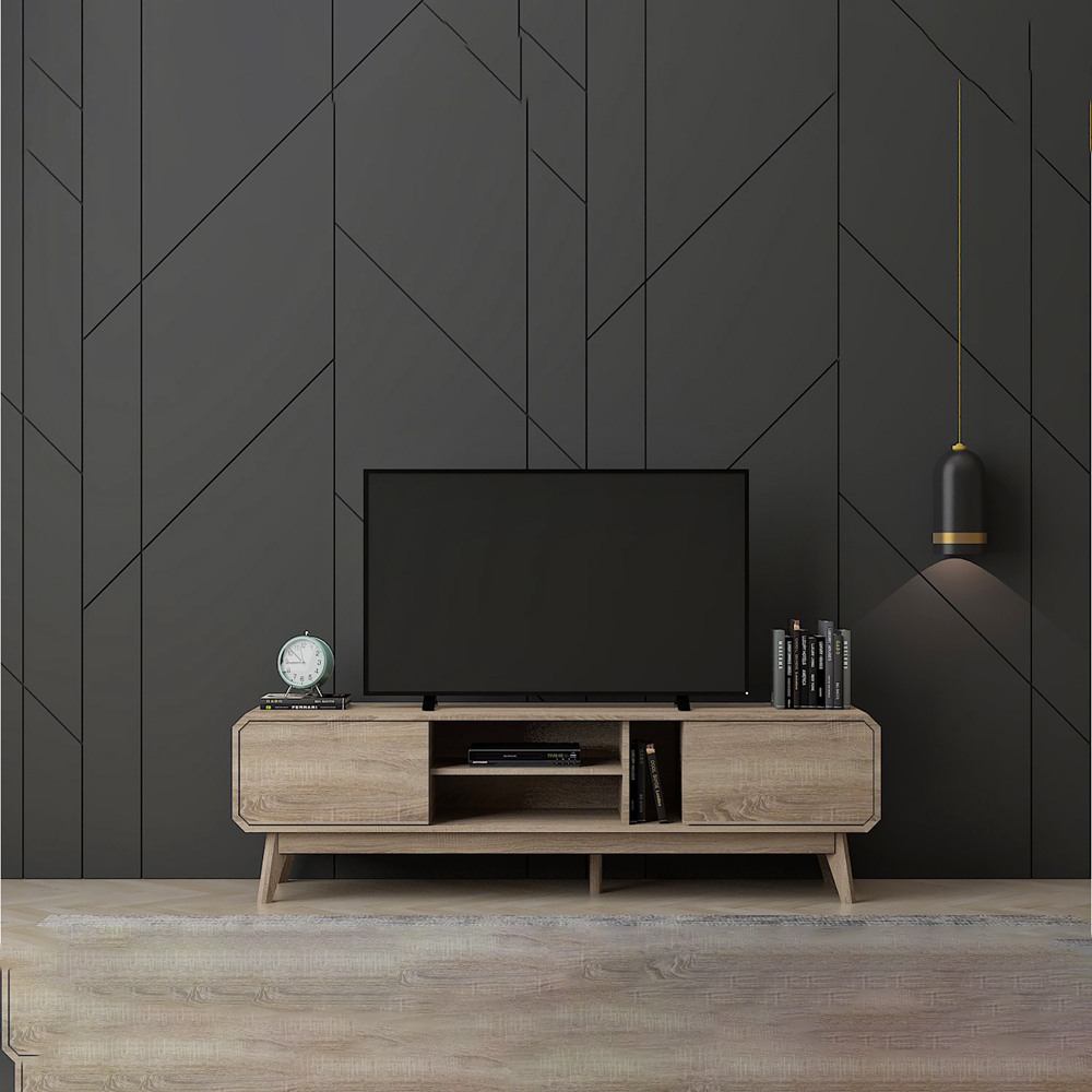 Kudl BR15 2 Door 3 Shelf Light Oak TV Unit Image 3