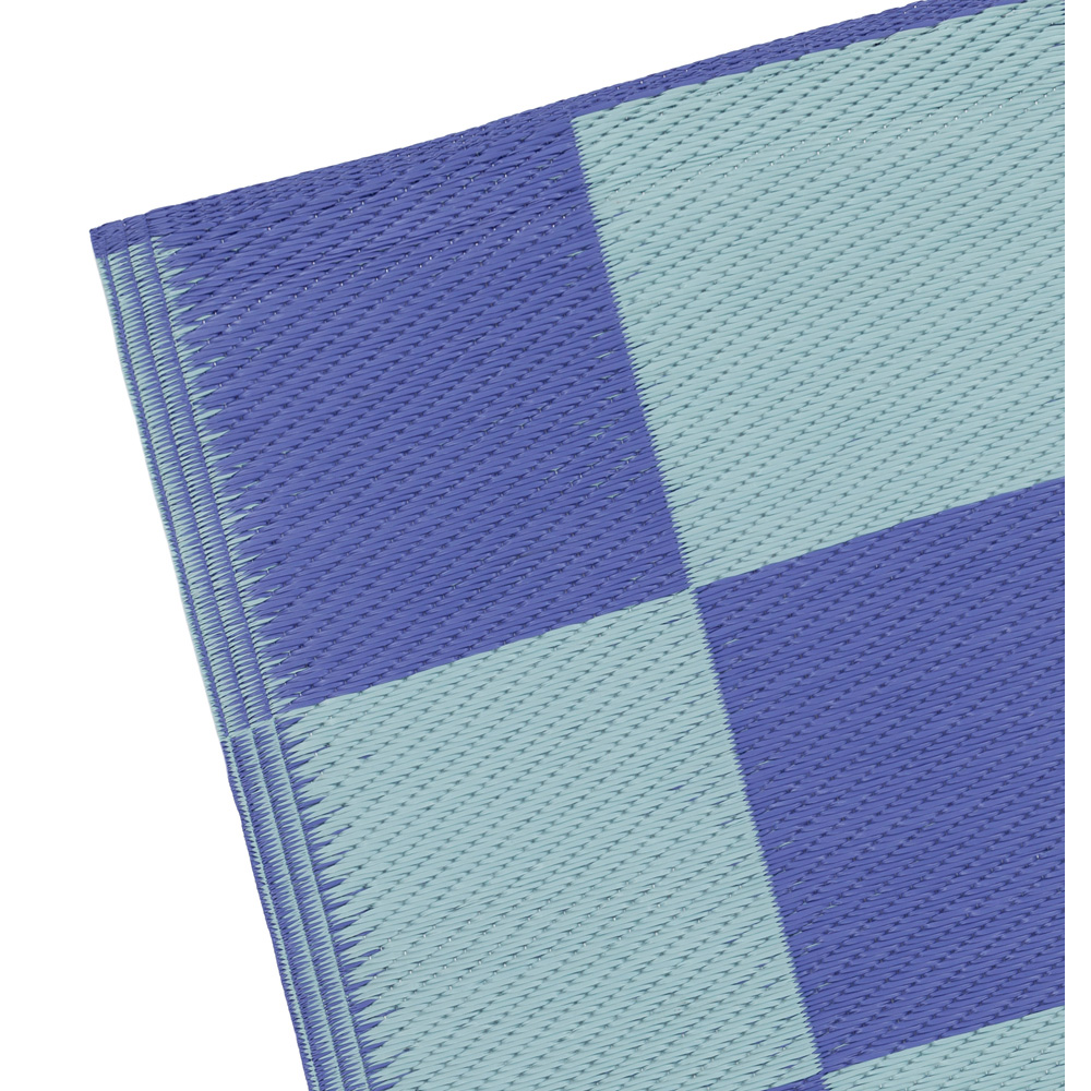 furn. Blue Checkerboard Recycled Outdoor Rug 120 x 180cm Image 3