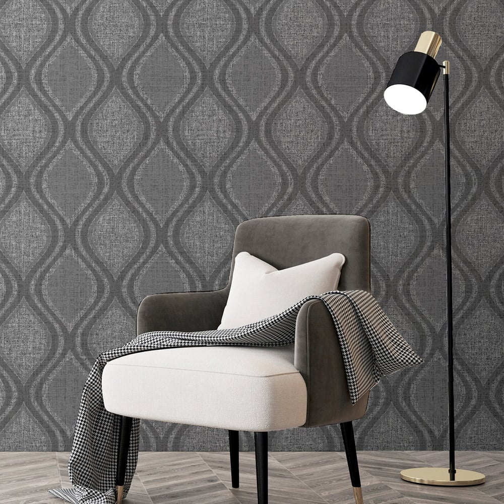 Arthouse Curve Charcoal Wallpaper Image 4