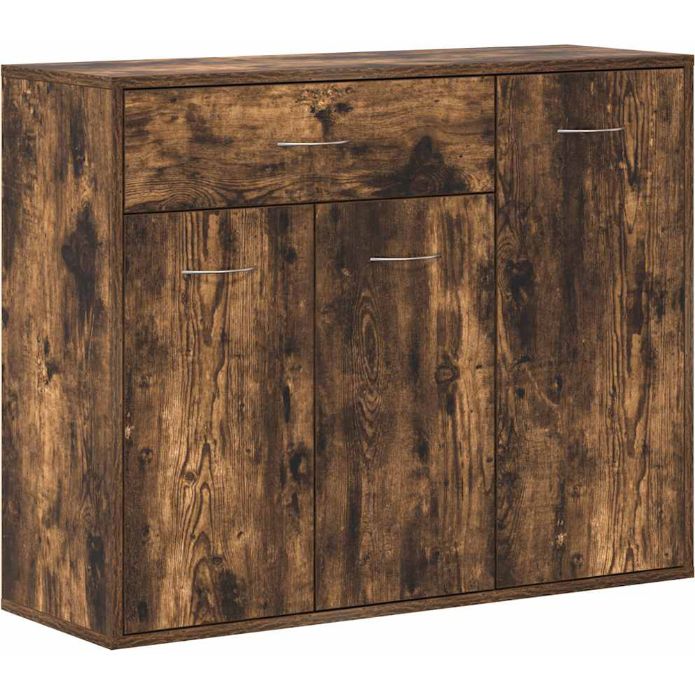 vidaXL 3 Door Single Drawer Smoked Oak Sideboard Image 2