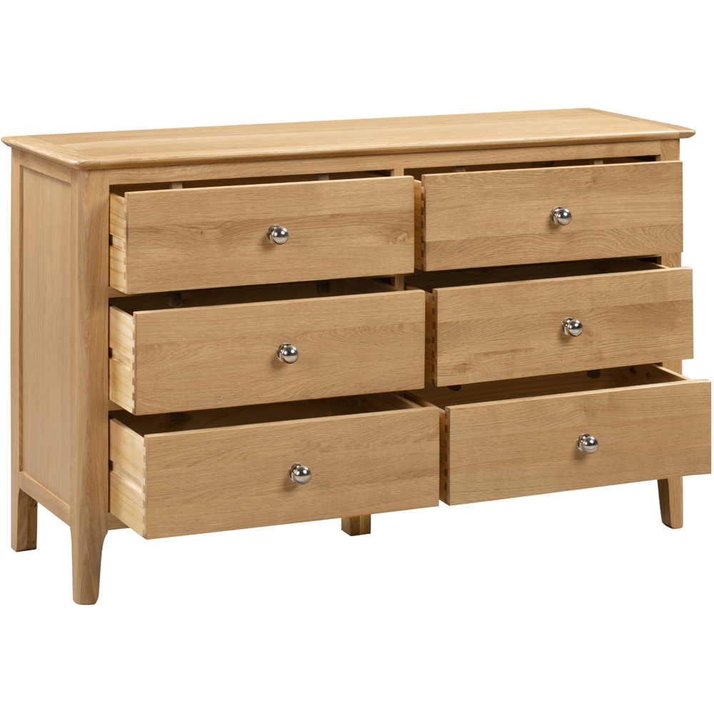 Julian Bowen Cotswold 6 Drawer Oak and Veener Wide Chest of Drawers Image 3