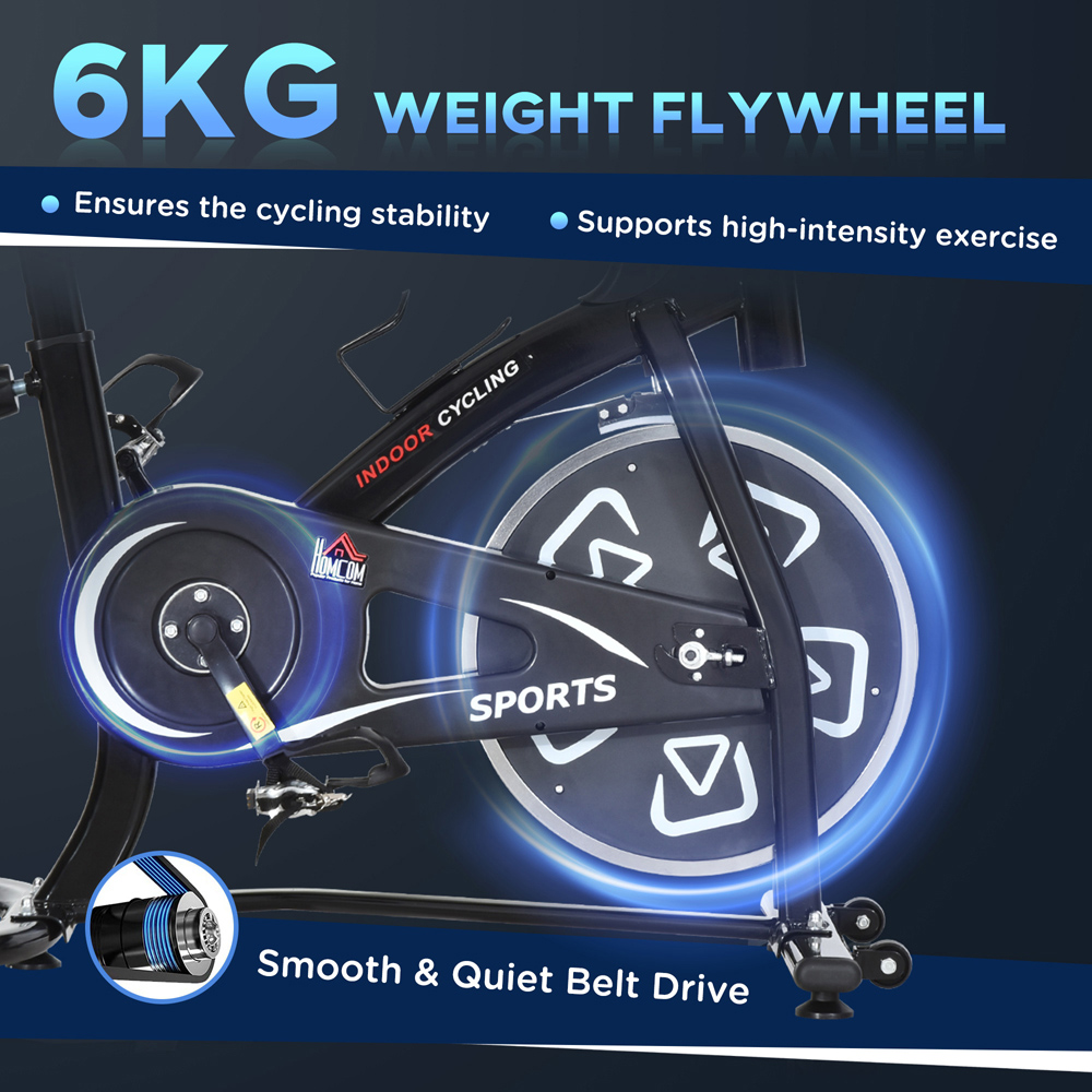HOMCOM Black Belt Driven Exercise Bike Image 6