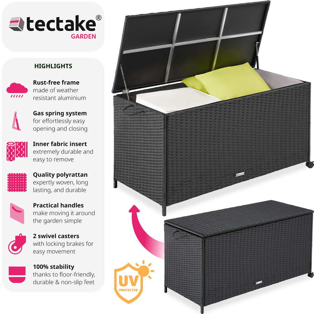 tectake 297L Black Rattan Storage Box Image 3