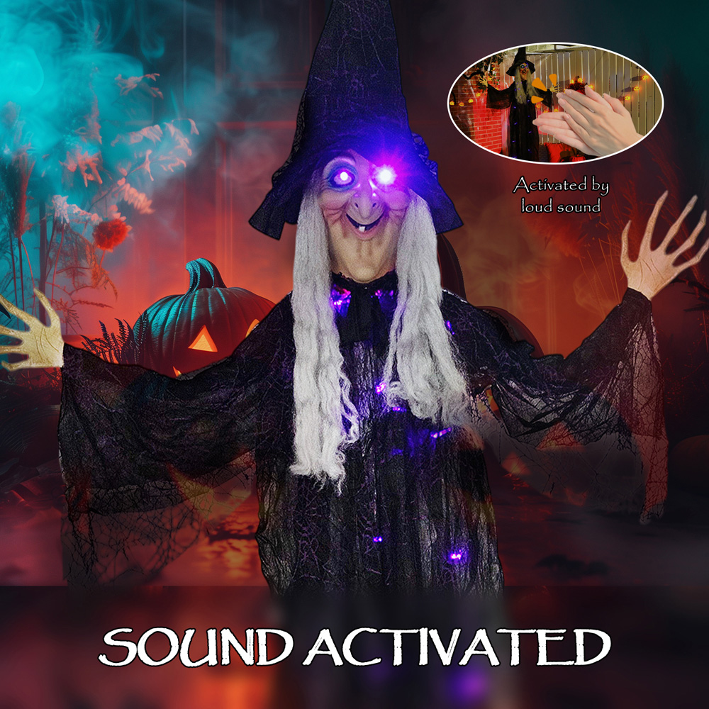 Outsunny Voice Activated Animatronics Witch Halloween Decoration 6ft Image 6