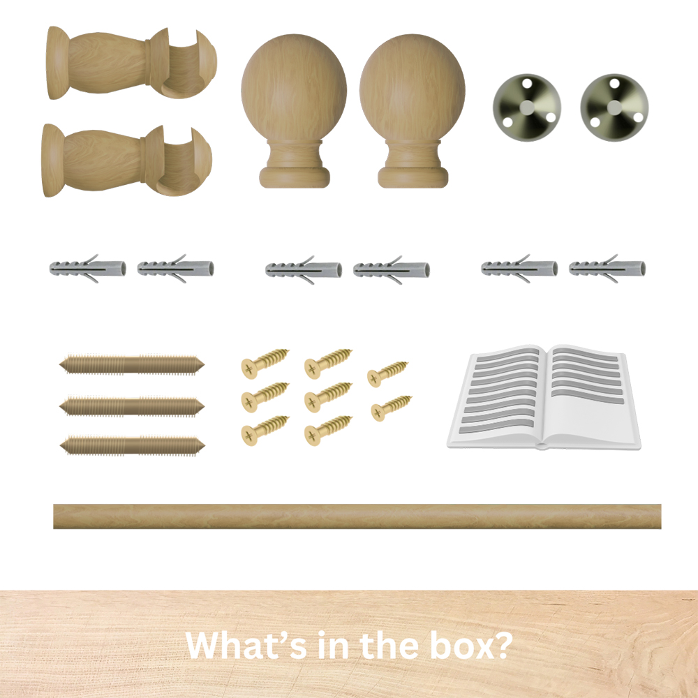 Caecus 300cm Oak Wooden Curtain Pole Image 2