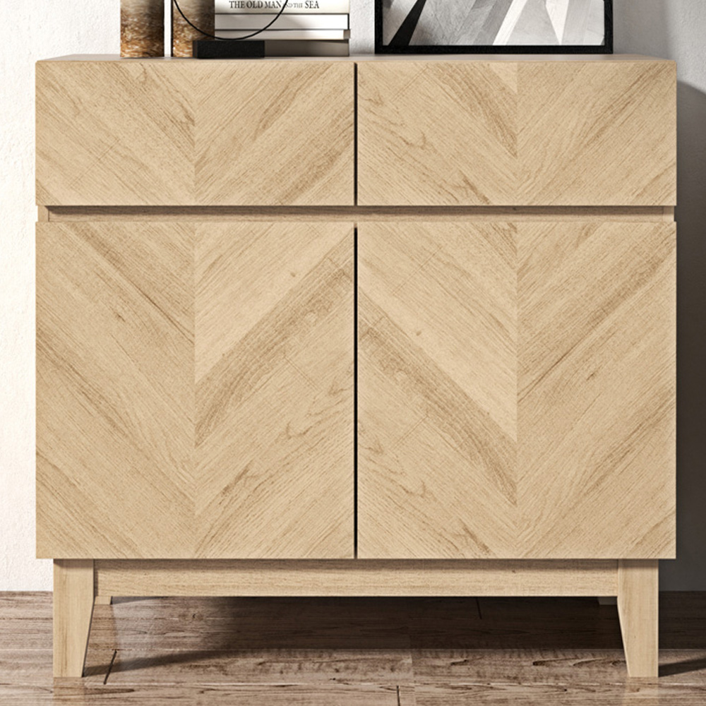 GFW Camborne 2 Door 2 Drawer Oslo Oak Compact Sideboard Image 1