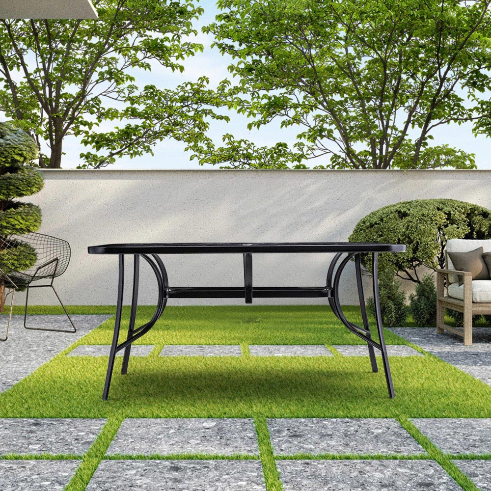Living and Home Black Tempered Glass Rectangle Marble Coffee Table Image 5
