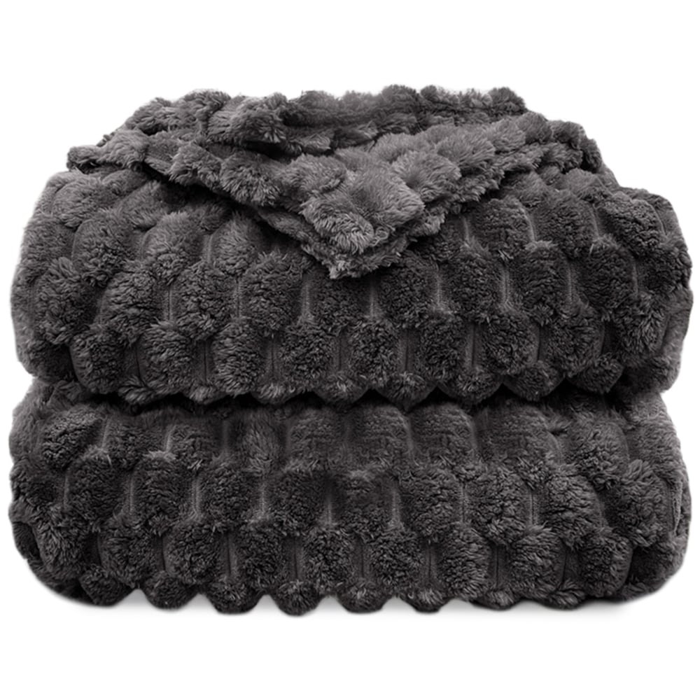 Velosso Charcoal Chunky Popcorn Throw 200 x 240cm Image 1