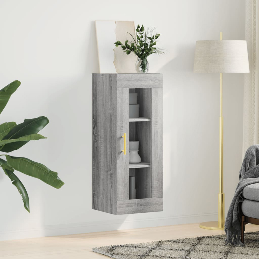 vidaXL Single Glass Door Grey Sonoma Wall Mounted Cabinet Image 9