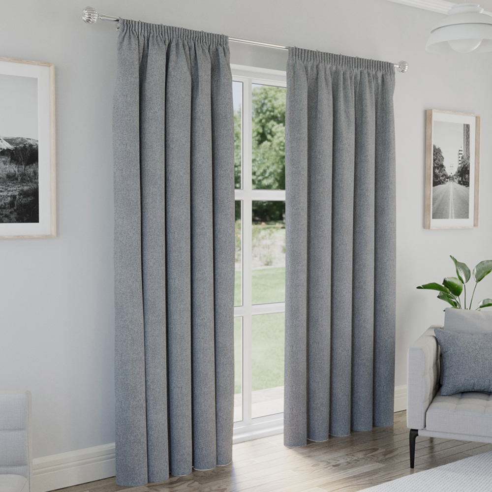 Enhanced Living Dallas Grey Thermal Blackout Pencil Pleat Curtains 117 x 229cm Image 1