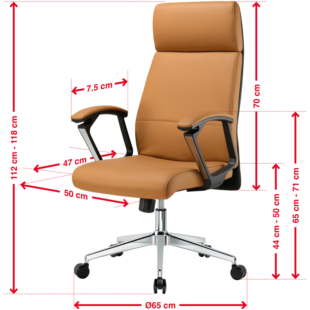 TTAP Tan Faux Leather High Back Executive Office Chair Image 9
