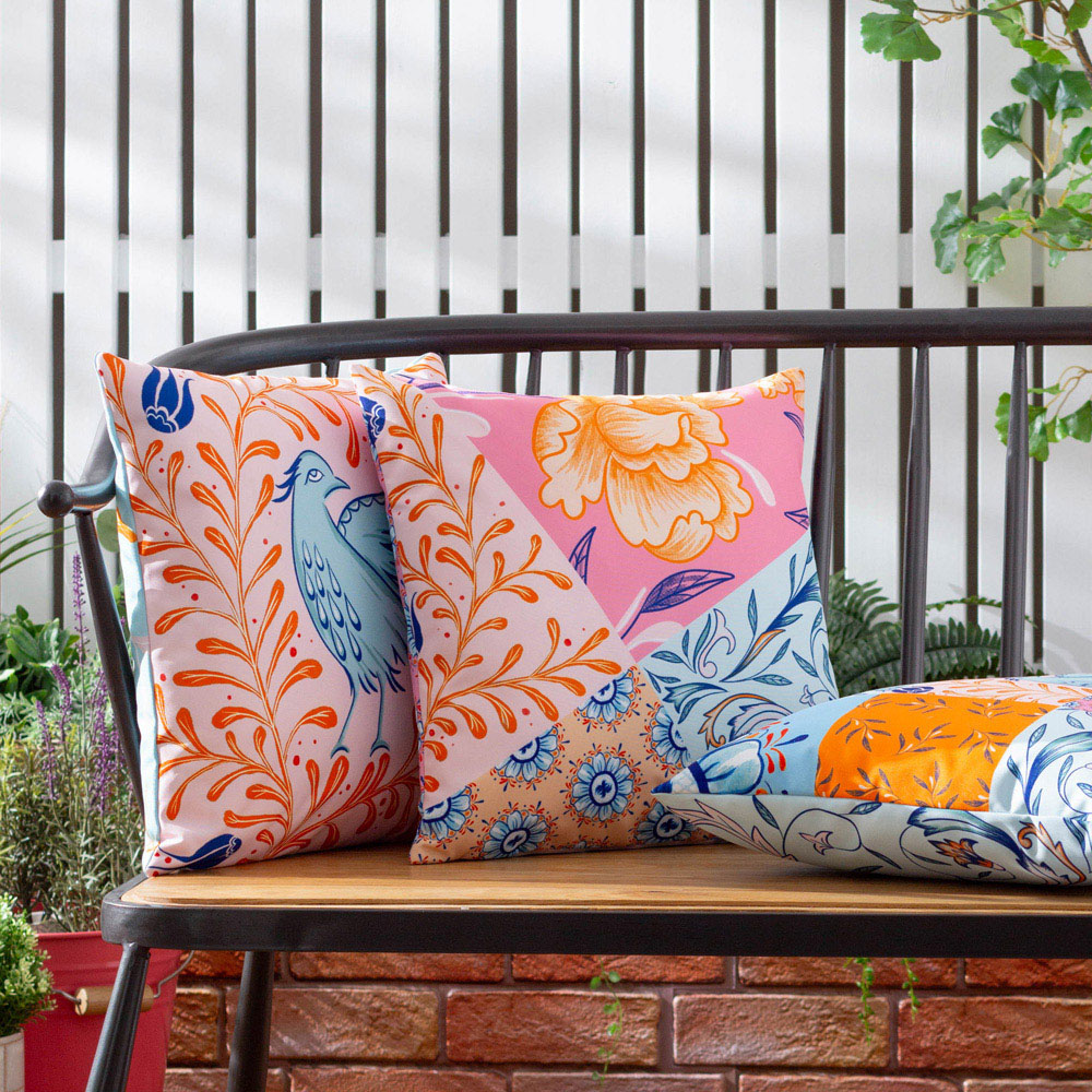 furn. Melhoun Multicolour Abstract Outdoor Reversible Cushion Image 5