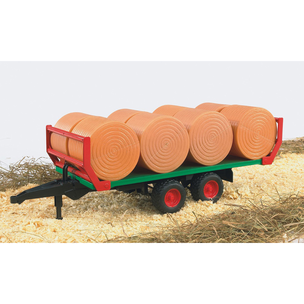 Bruder Kids Bale Transport Trailer Playset Model with 8 Round Bales Image 2
