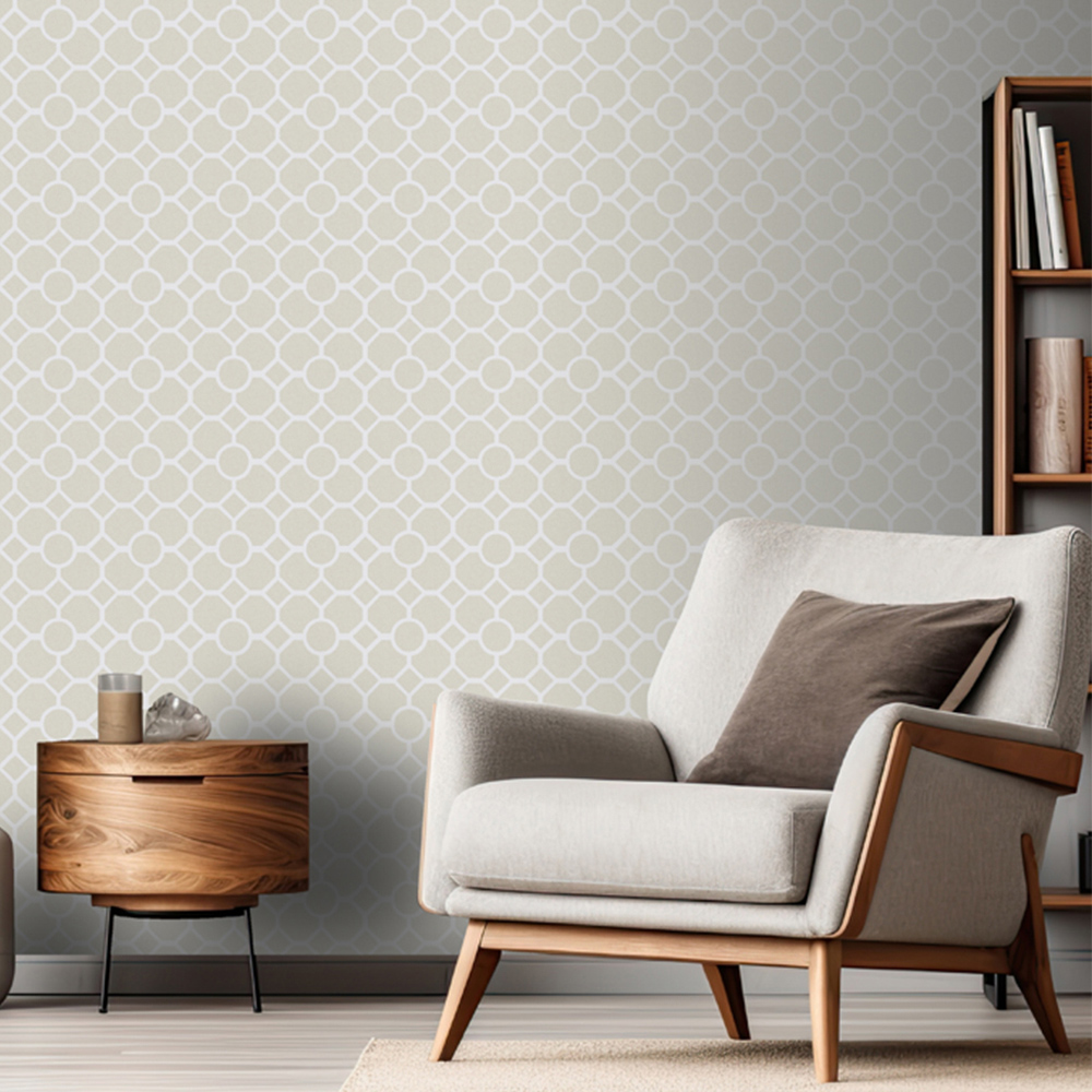 RHS Lattice Fretwork Natural Wallpaper Image 4