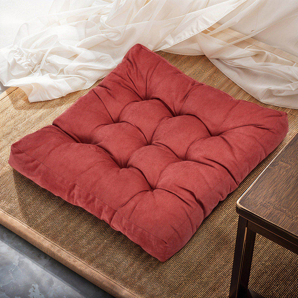 Living and Home Red Soft Corduroy Chair Cushion 55 x 55cm Image 2