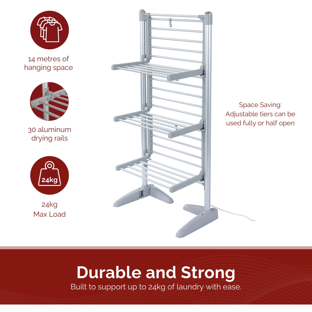 Rediffusion 3-Tier Heated Clothes Airer with Cover Image 7