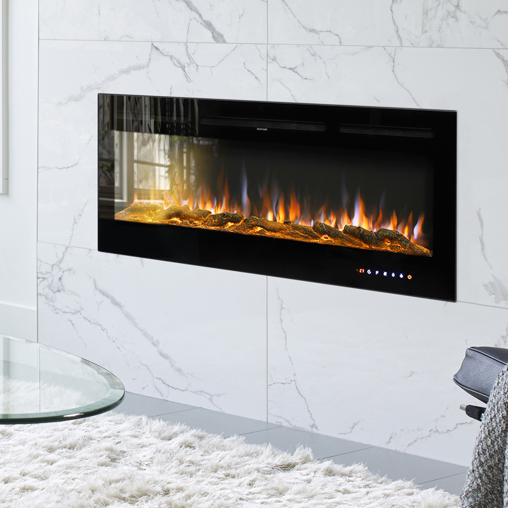 Living and Home 9 Flame Colour Wall Mounted Insert Recessed Electric Fireplace with Remote 70 inch Image 2