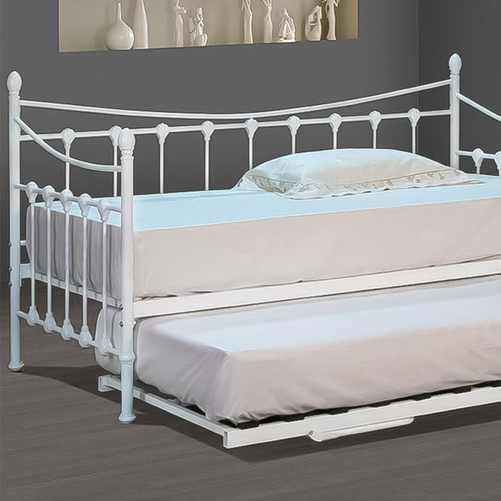 Brooklyn Single White Ornate Metal Day Bed Image 2