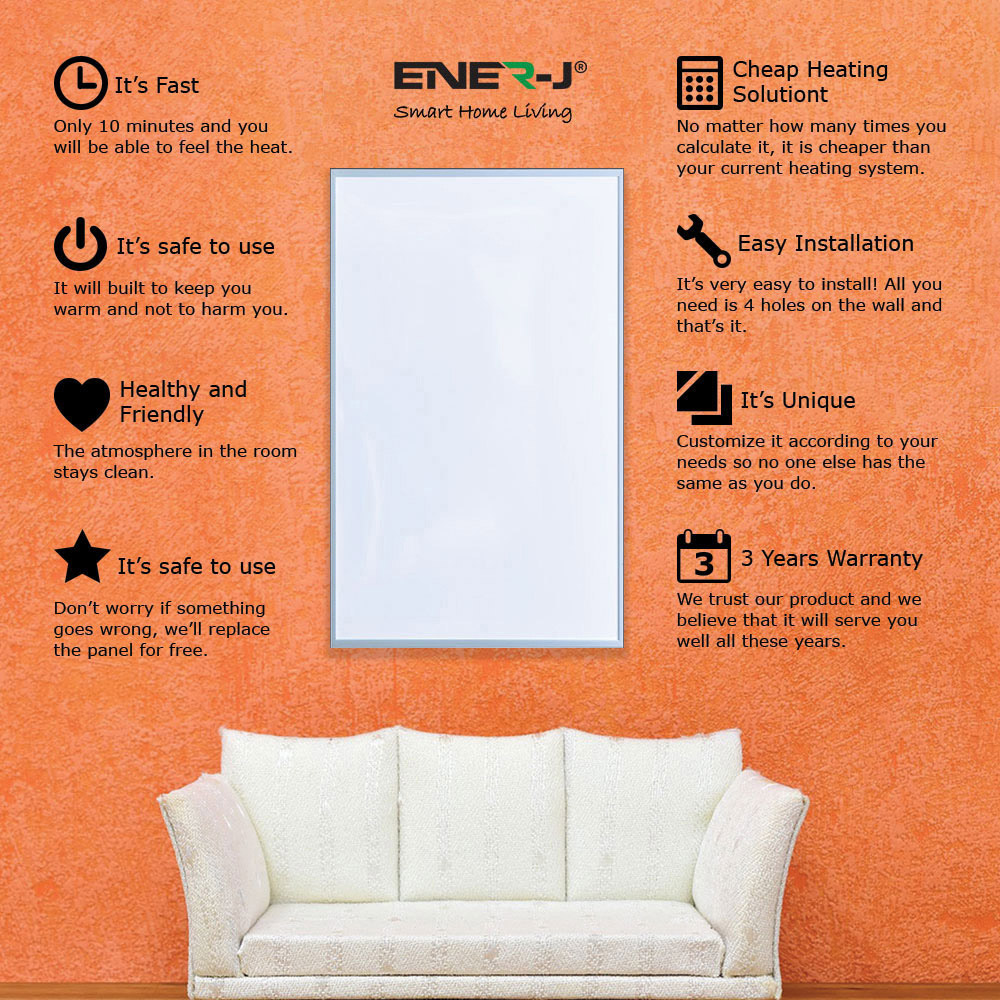 ENER-J 600W Infrared Plug In Wi-Fi Thermostat Heating Panel 1000 x 600mm Image 5