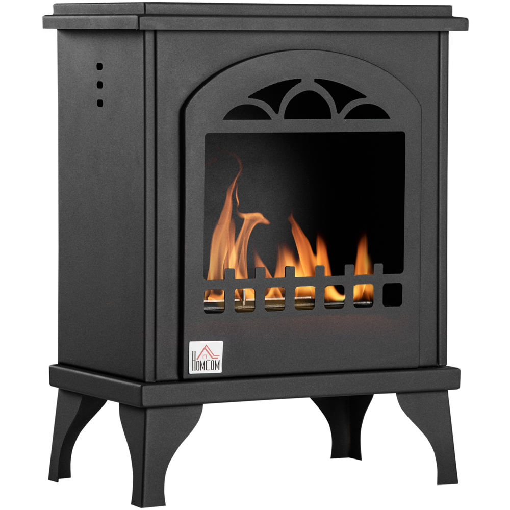 HOMCOM Black Free Standing Bio Ethanol Fireplace Heater with Tank 0.9L Image 1