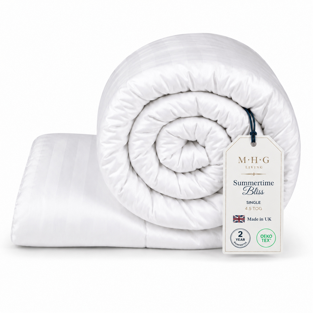 MHG Living Single White Striped Summer Lightweight Hollowfibre Duvet 4.5 Tog Image 3