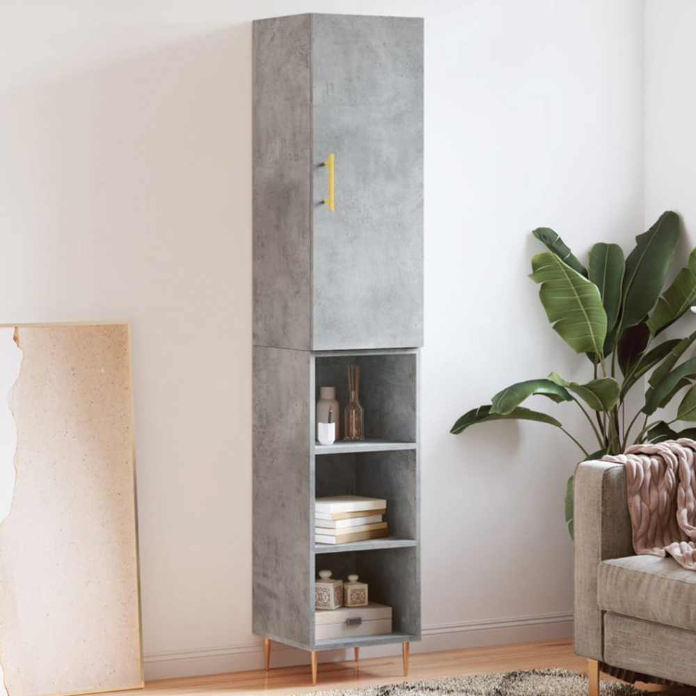 vidaXL Single Door 3 Shelf Concrete Grey Highboard Image 1