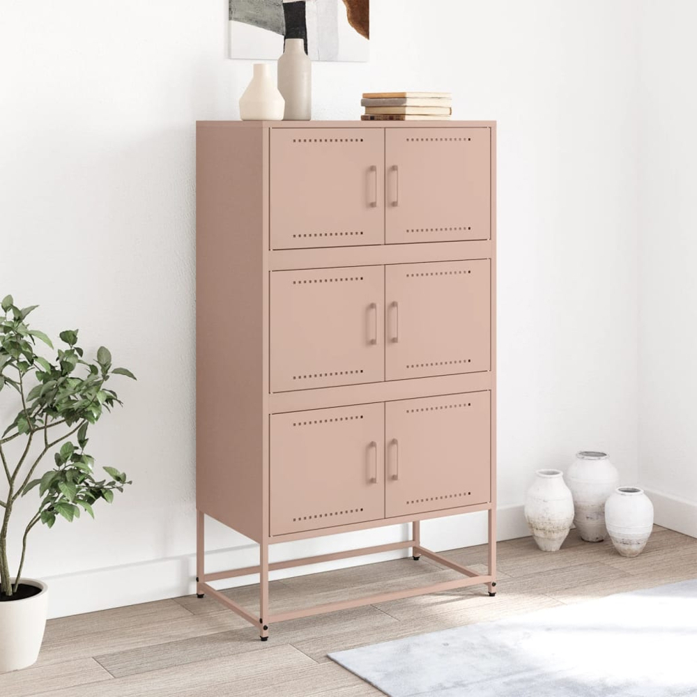 vidaXL 6 Door Pink Industrial Metal Sideboard Image 9