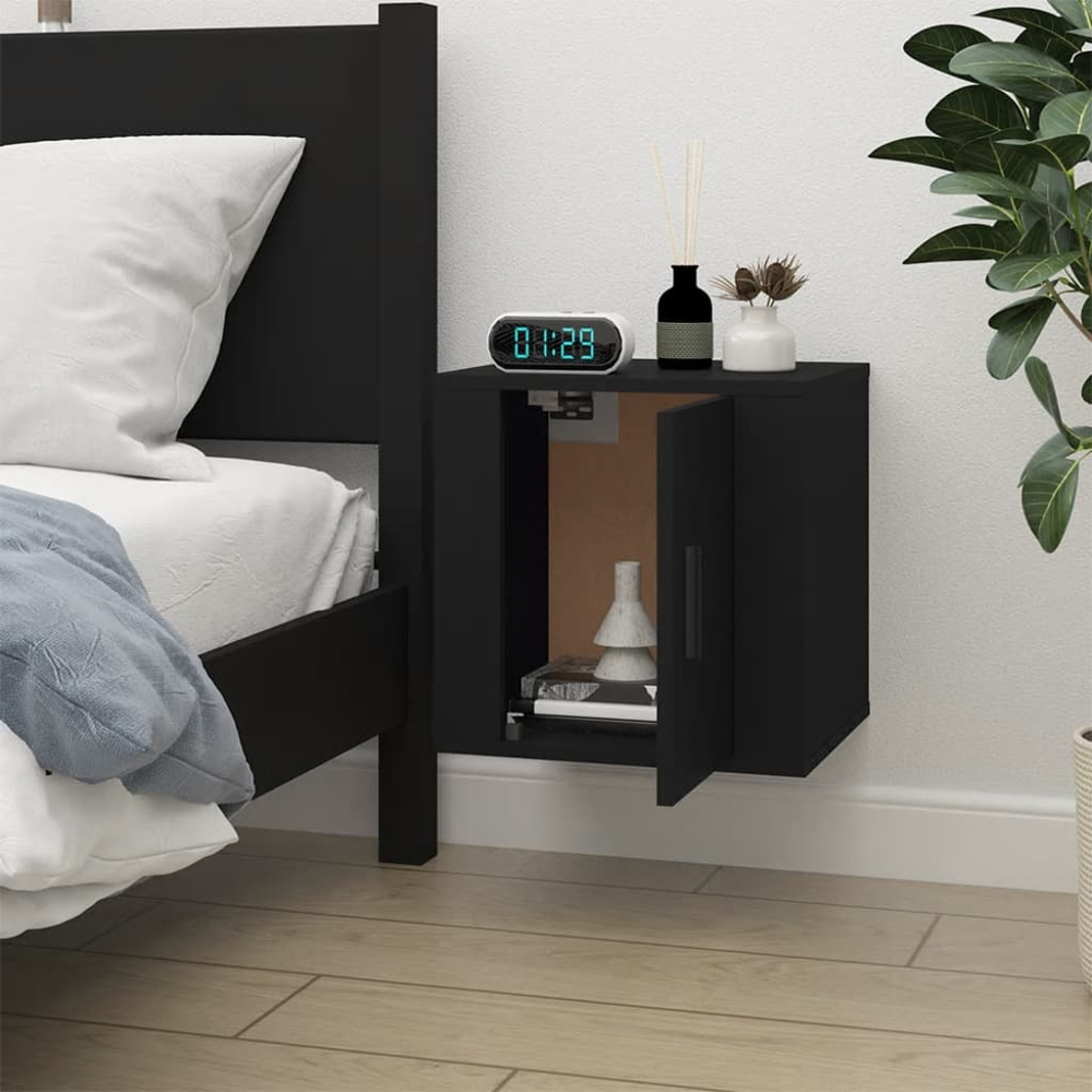 vidaXL Single Door Black Wall Mounted Small TV Cabinet Image 9